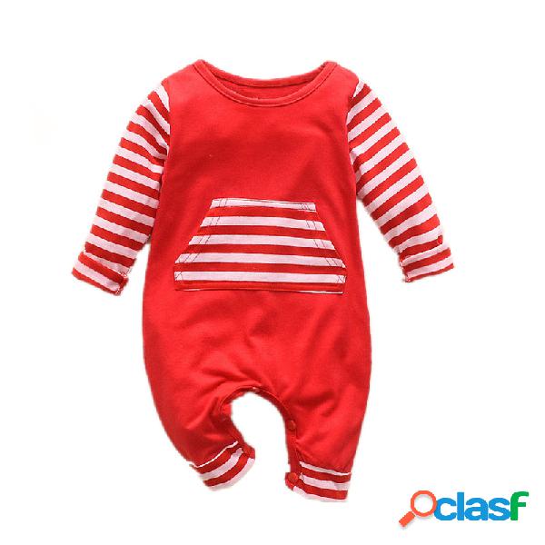 Bebê listrado retalhos mangas compridas pijamas casuais
