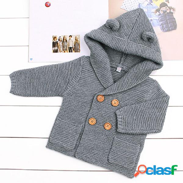 Bebê unisex de malha com capuz Outwear casaco para 0-24M