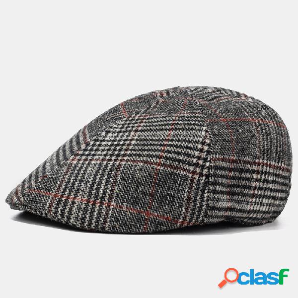 Boina listrada xadrez dos homens Chapéu Boné Newsboy