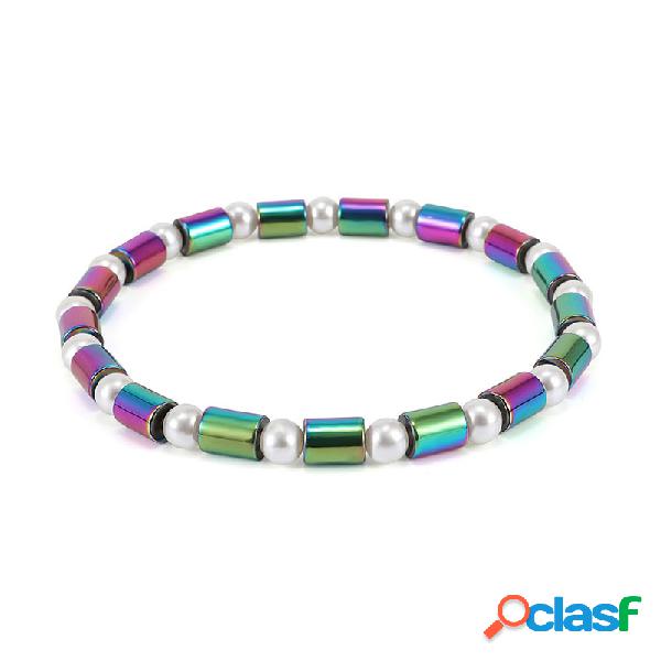 Boêmio Colorido Ímã Pedra Pérola Tornozeleiras Pulseiras