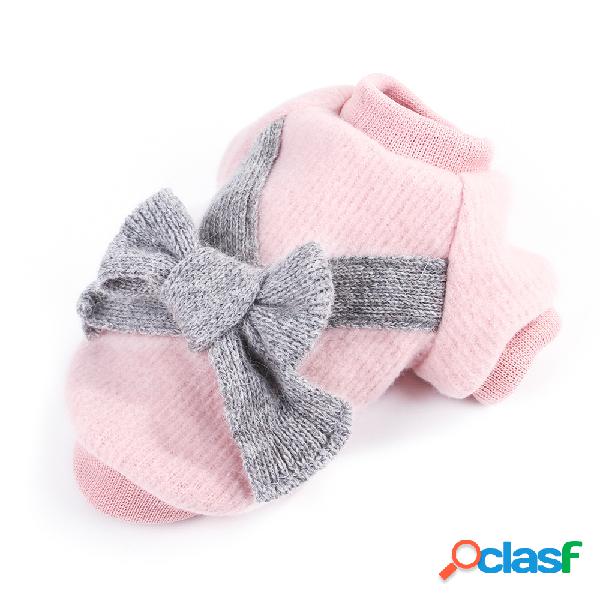 Borboleta Bowknot Malha Tecido Pet Dog Cat Sweater Quente