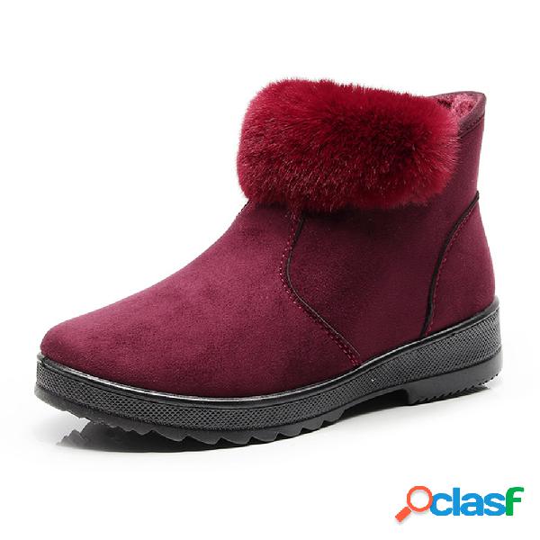 Botas de camurça peludo botas de neve de zíper quente