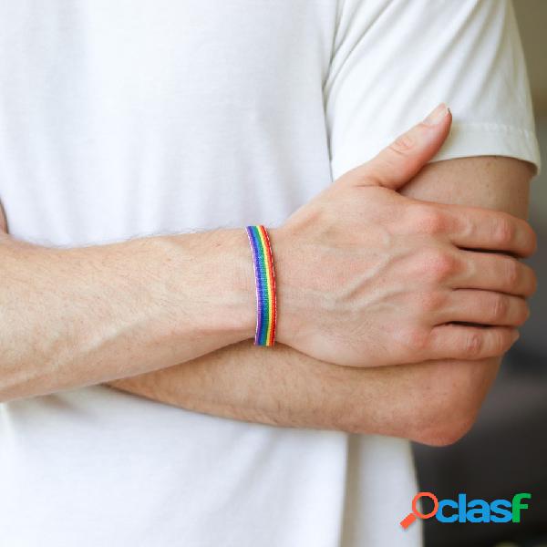 Bracelete na moda dos homens pulseira cadeia simples rainbow