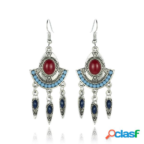 Brincos de Gota de Brincos Fã Bohemian Geométrica Turquois