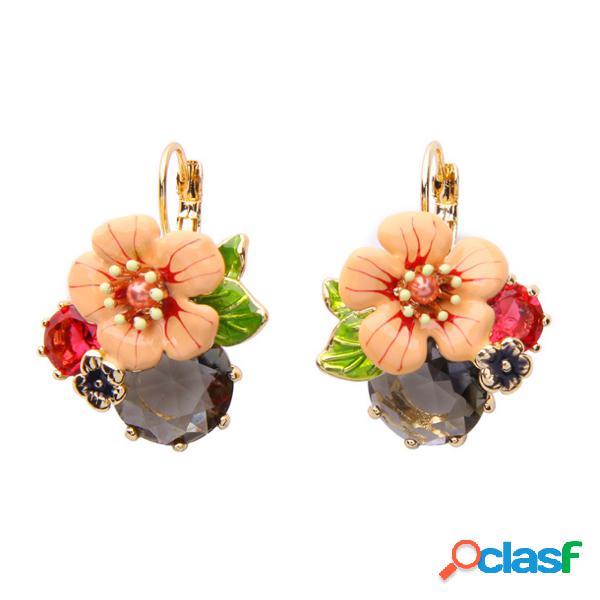 Brincos de gota de orelha na moda flor Alloy Dangle brincos