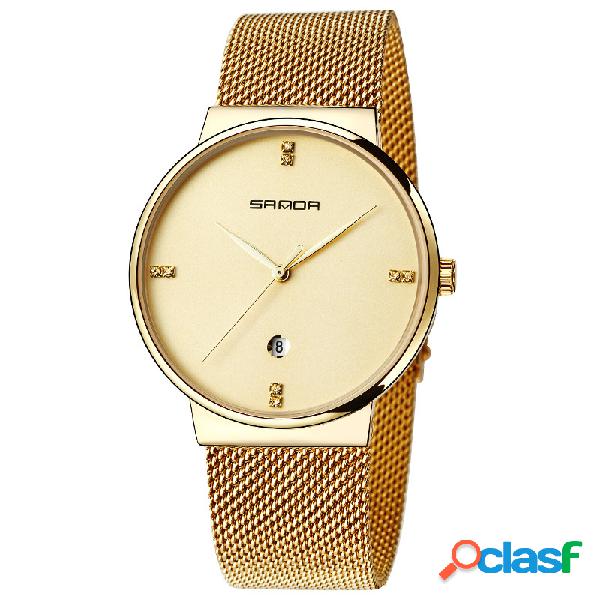 Business Quartz Watch Indicador Simples Rodada Digi Terminou
