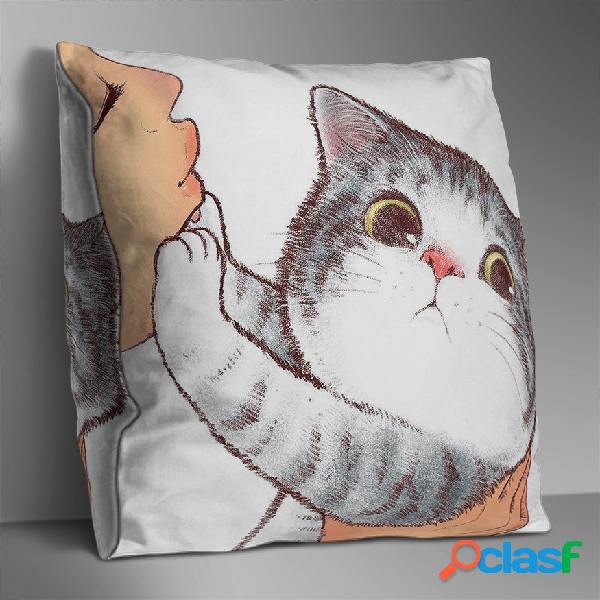 Capa de almofada frente e verso gato dos desenhos animados