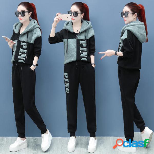 Caxemira Caxemira Casual Sports Suit Temporada Feminina Novo