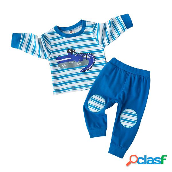 Conjunto listrado de mangas compridas de crocodilo de mangas