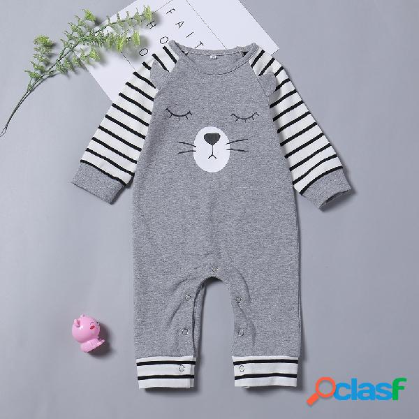 Cute Cat Print Unisex Baby Romper de manga comprida para