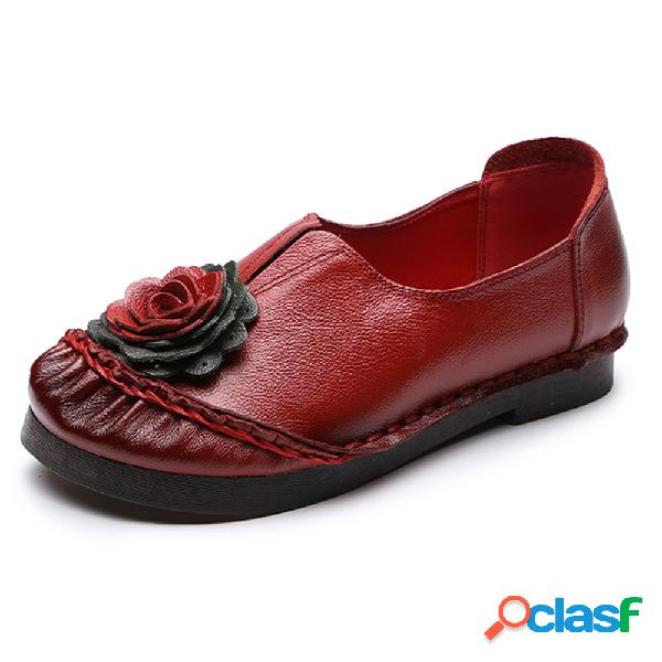 Deslizamento do couro genuíno da flor Wearable macia das
