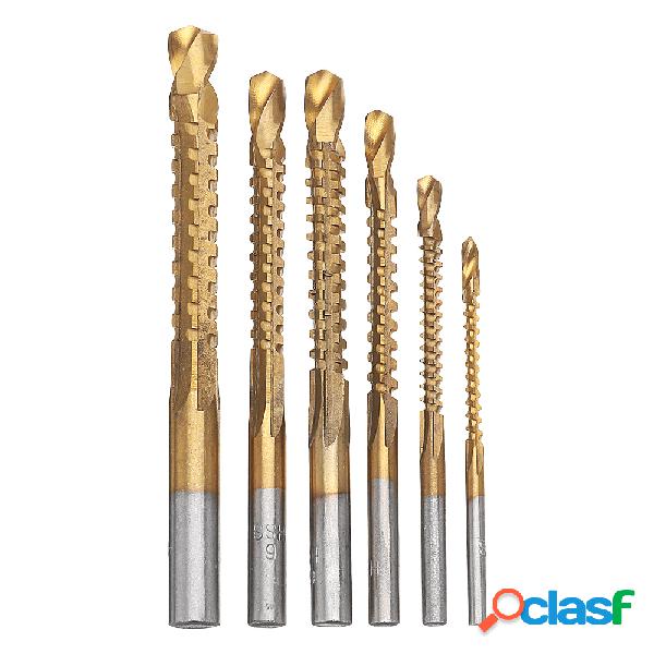 Drillpro 6 pcs 3-8mm Titanium Revestido HSS Broca Broca