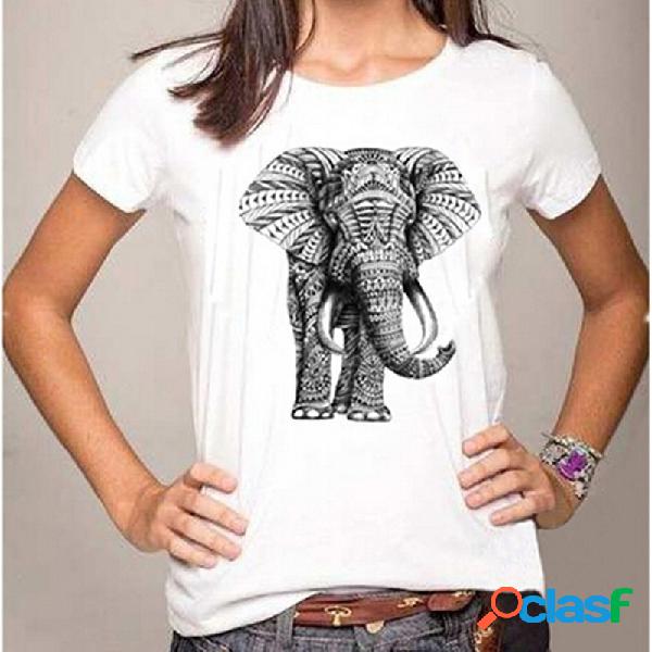 Elefante Impressão digital em torno do pescoço T-shirt