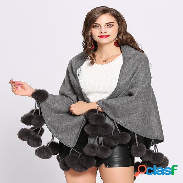 Eleganr Hairball Irregular Sólido Xale Cardigans