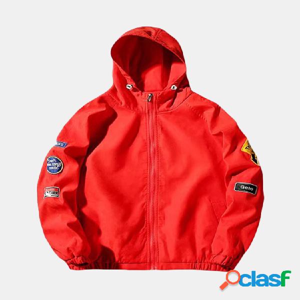 Epaulet Mens Impresso Carta Cor Sólida Casual Solto Casaco