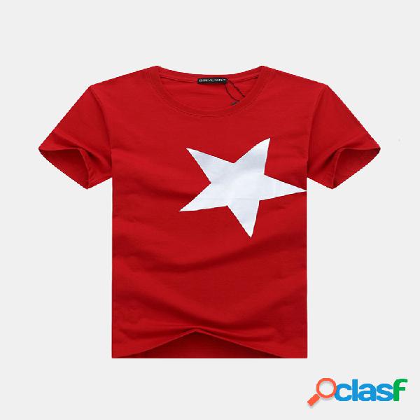 Estrela elegante impressão O-pescoço de manga curta