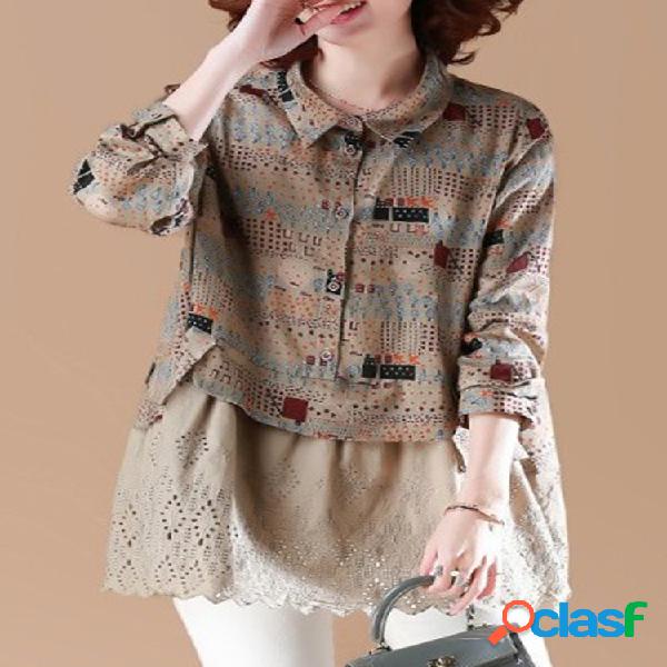 Fada floral dos retalhos do vintage duas partes camiseta