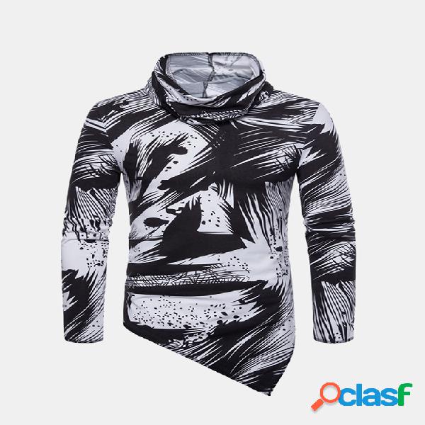 Graffiti Printing Irregular Hem T-shirts de manga comprida