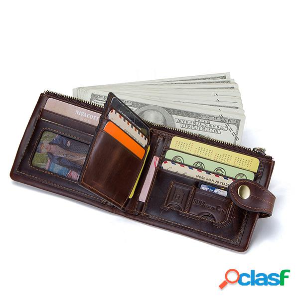 Homens Couro Genuíno Outdoor Casual 12 Card Slot