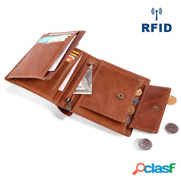 Homens Couro Genuíno RFID Carteira de Slot para Cartas