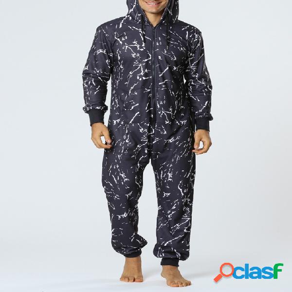 Homens Graffiti Print Black Jumpsuit Loungewear Casual Two