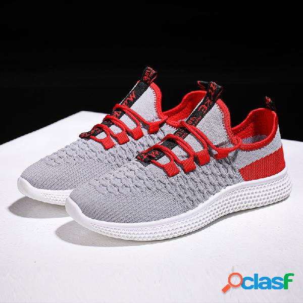 Homens Peso Leve Respirável Soft Running Shoes Lace Up