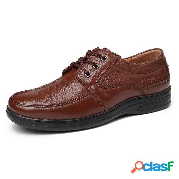 Homens Pure Color Couro Antiderrapante Soft Sapatos Casuais