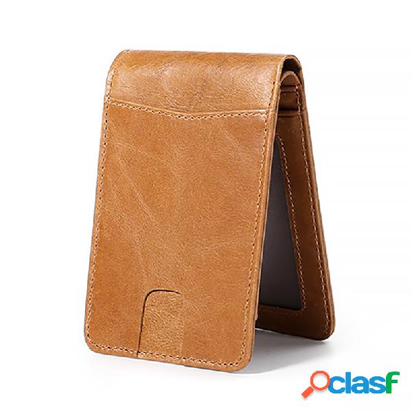 Homens RFID couro 4 Card Slot Purse Vintage Slim carteira