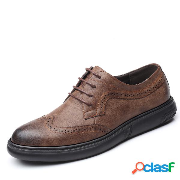 Homens Vintage Comfy Sola De Borracha Brogue Plano Lace Up