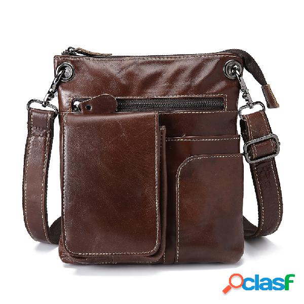 Homens de couro Óleo Cera Crossbody Bolsa Casual Business