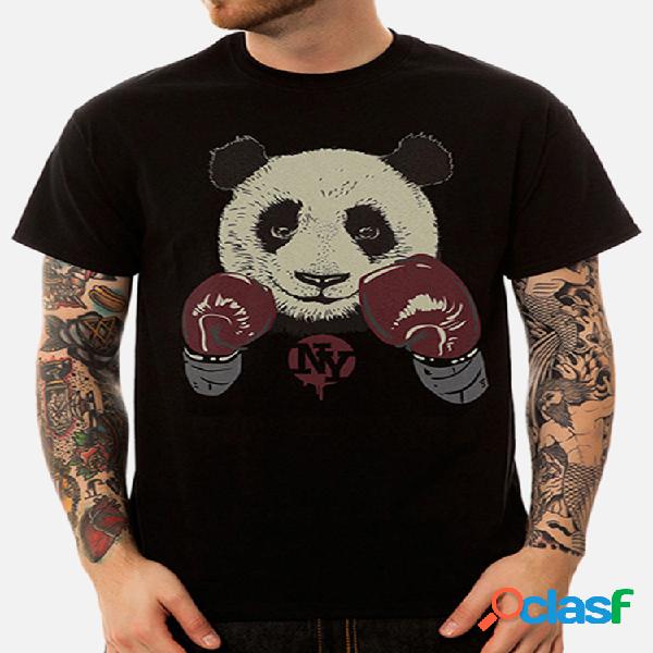 Kongfu Panda masculino de manga curta impressa em algodão