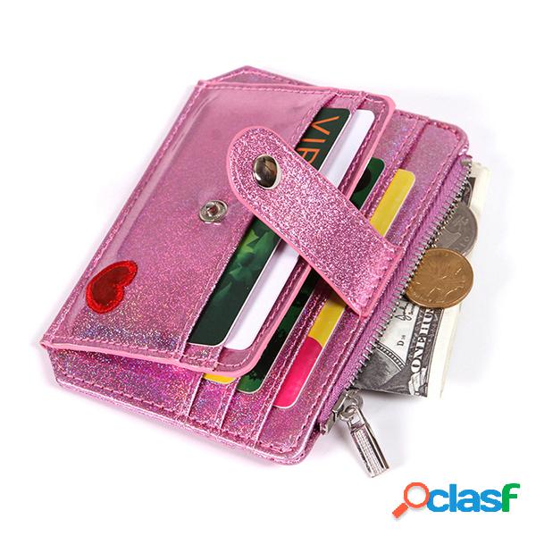 Laser Embroidery Zipper Coin Purse Card Holder Para Mulheres