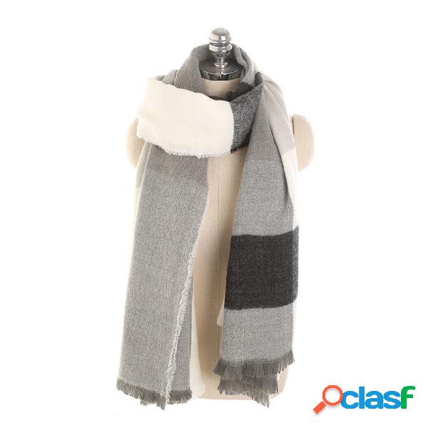 Lenço de cashmere quente listrado para mulher Padrão