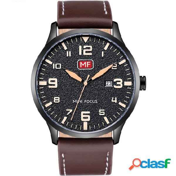 MINIFOCUS Casual Quartz Relógio De Pulso Data Strap De