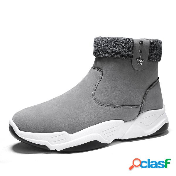 Men Zipper Inside Warm Plush Forro Comfort Casual Ankle