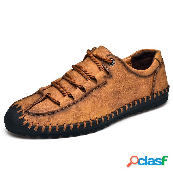 Menico Homens Hand Stitching Anti-colisão Soft Sapatos de