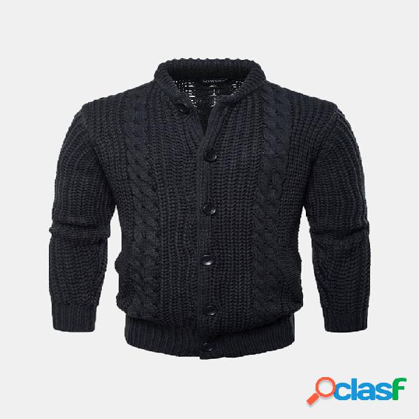 Mens Breve Estilo Sweatershirt Single-breasted Cor sólida