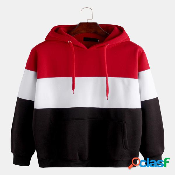 Mens Brief Style Hit Color Warm Casual Hoodies