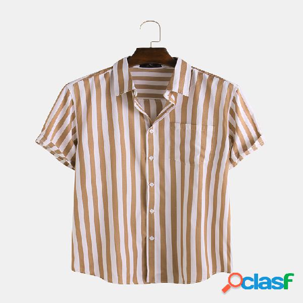 Mens Brief Style Stripe Impresso Casual respirável Camisas