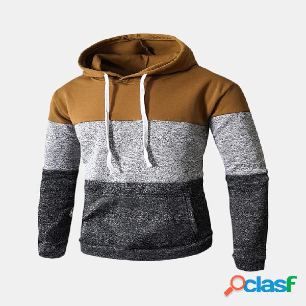 Mens Casual costura cordão Design moletom com capuz de