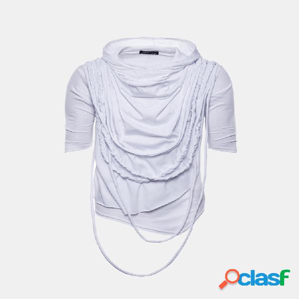 Mens Chic Braid Corda Decoração Heap Collar Half Sleeve