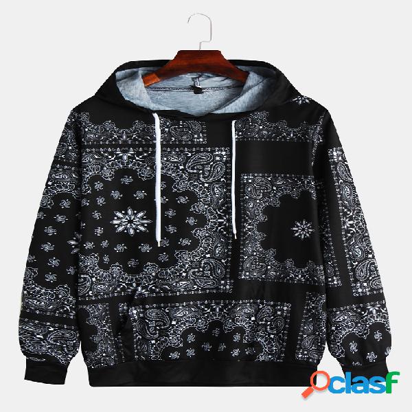 Mens Christmas Printing Estilo étnico Manga comprida