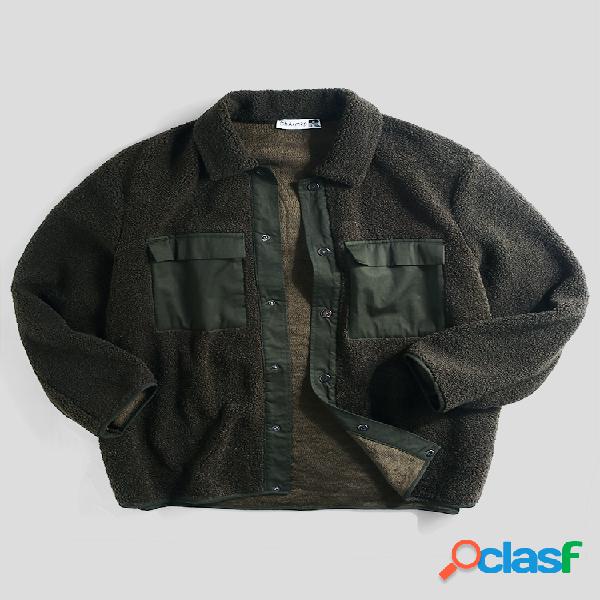 Mens Cool Polar Polar Cor sólida Double Chest Pockets Soft
