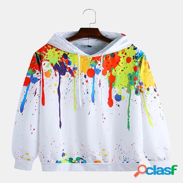 Mens Graffiti Colorful Hoodie com cordão impresso Moletom