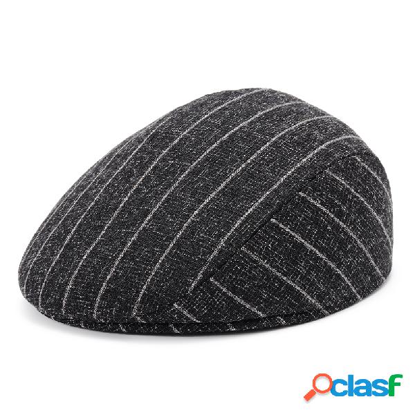 Mens Inverno Quente Tarja Linho Beret Cap Confortável