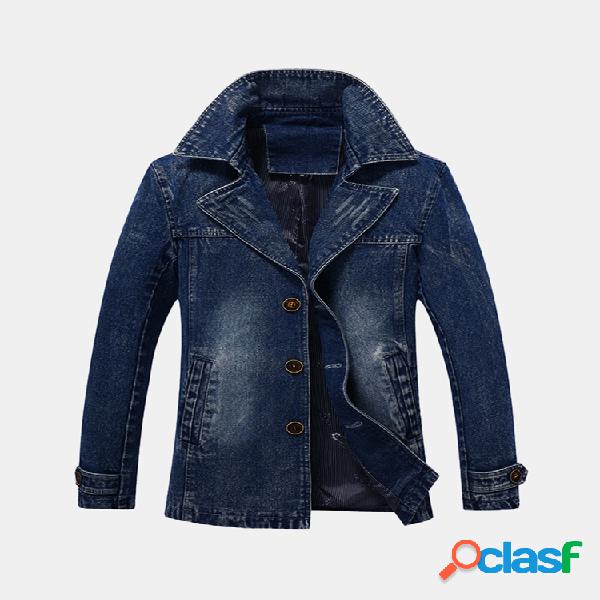 Mens Mid-longa Denim Buckle Decoração Elegante Casuais