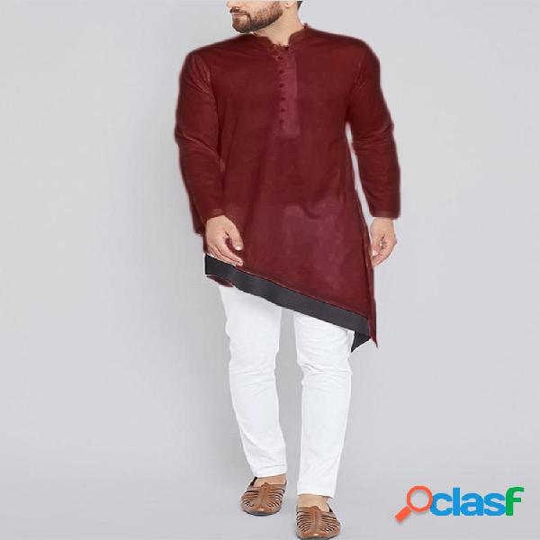 Mens Middle East Estilo de costura Irregular Hem Médio