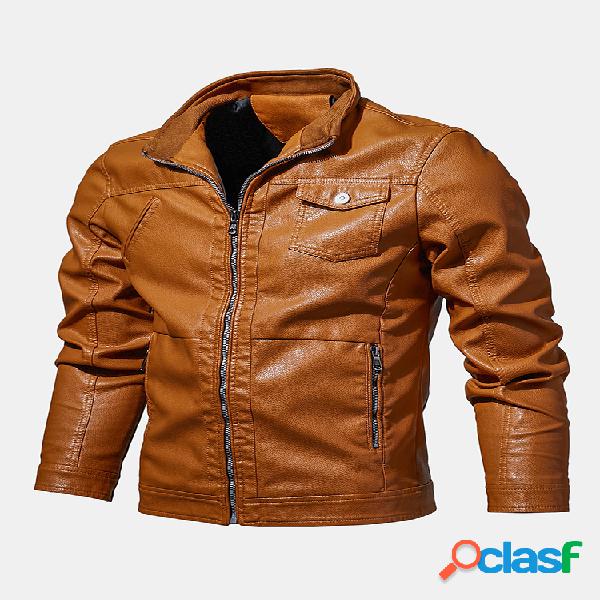 Mens Moda Couro Jaquetas Outono Inverno Manga comprida PU