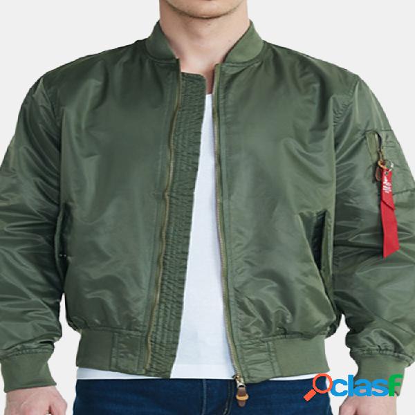 Mens Multi Bolsos Arm Zipper Solid Color Solto Militar