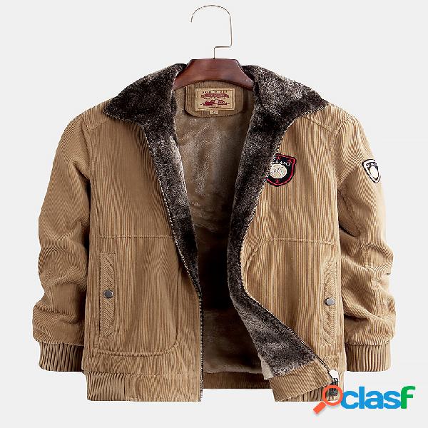 Mens Plain Veludo de algodão gola engrossar pelúcia